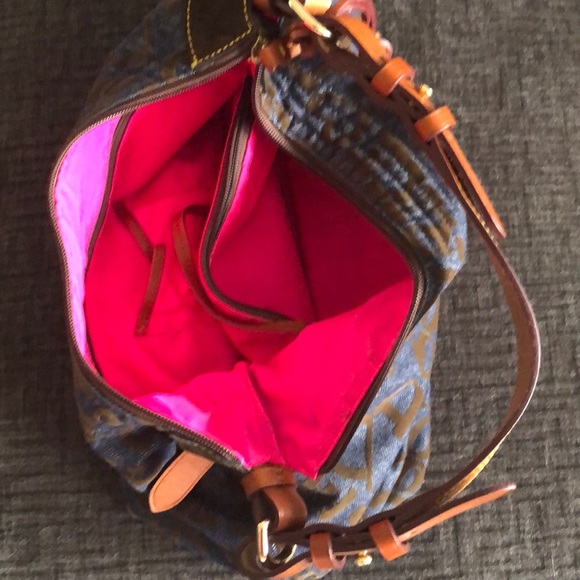 Dooney and Bourke-Logo denim shoulder bag - Picture 2 of 3
